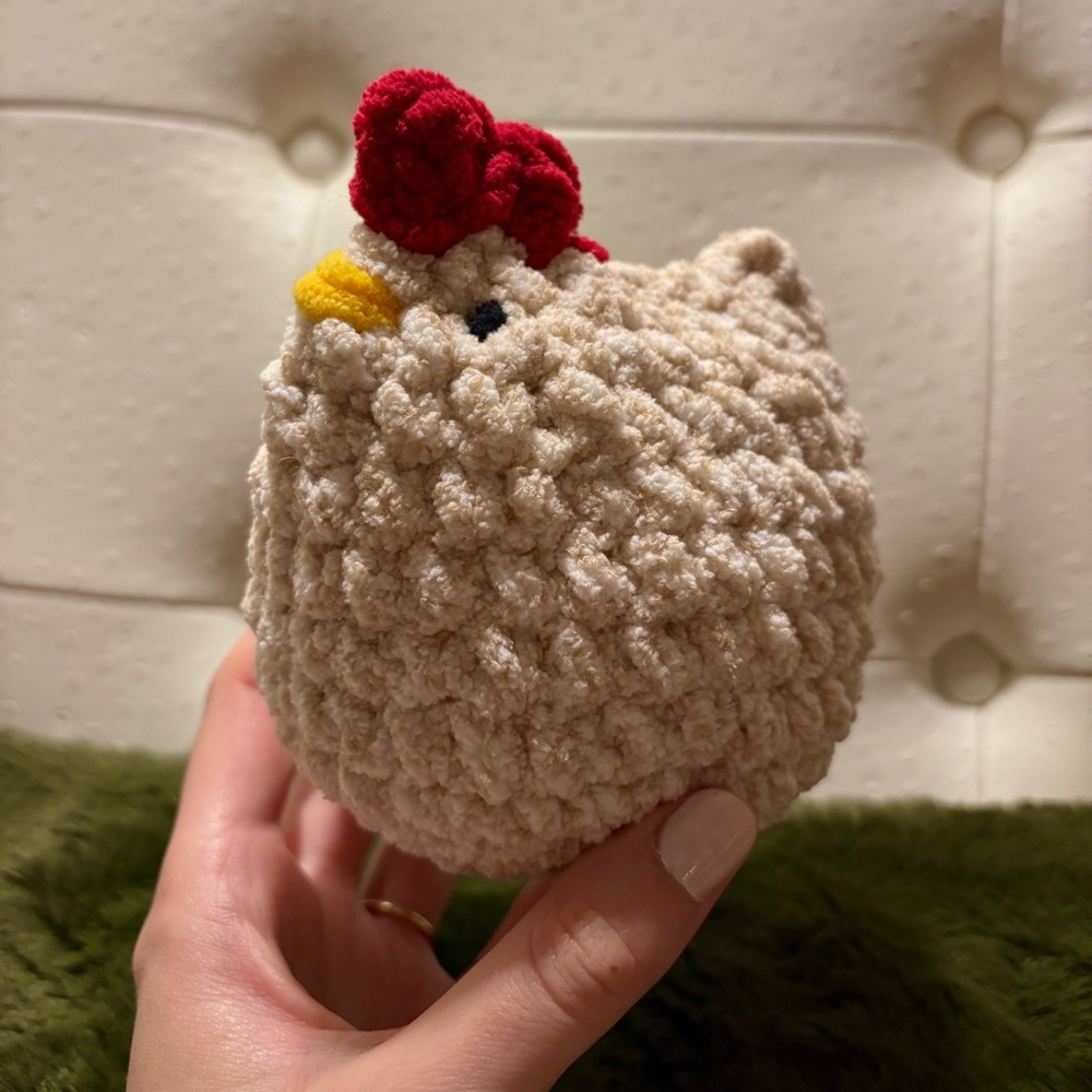 Handmade Mabel Chicken Crochet Plushie - Beige